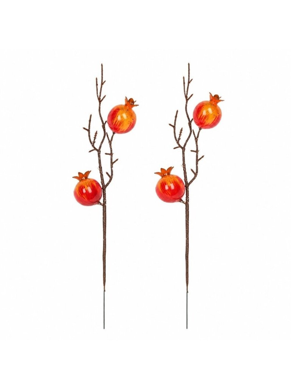 Pomegranate Stem Set Faux Fruit Rustic Floral Pick